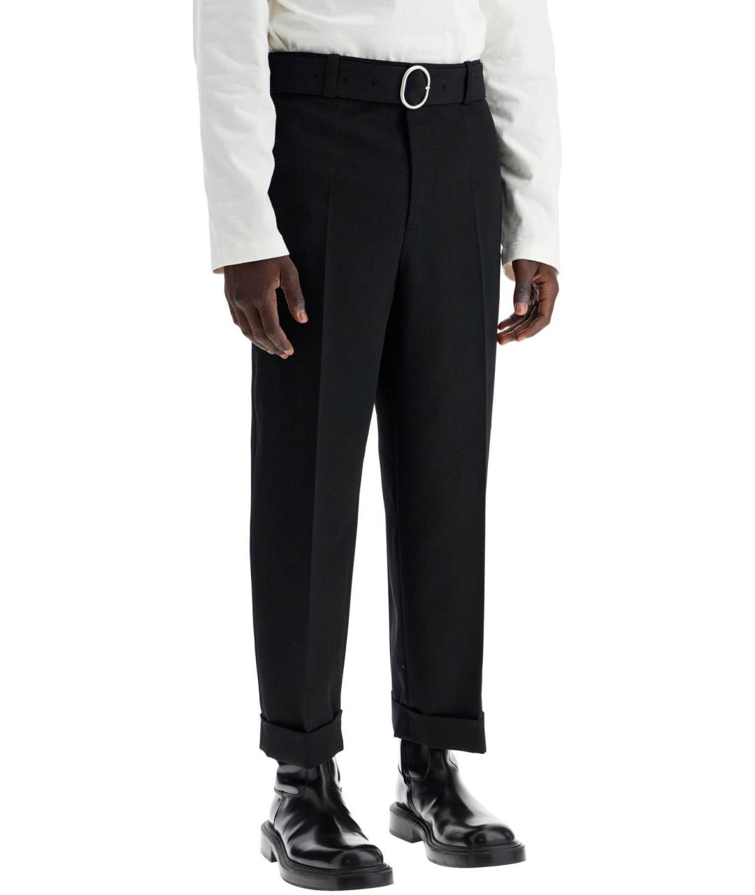 JIL SANDER Черные шерстяные повседневные брюки, фото 4