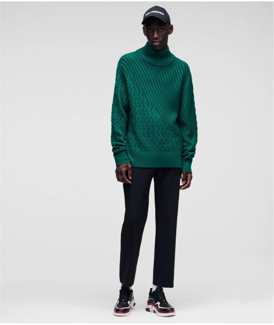 KARL LAGERFELD Зеленый шерстяной джемпер / свитер, фото 2