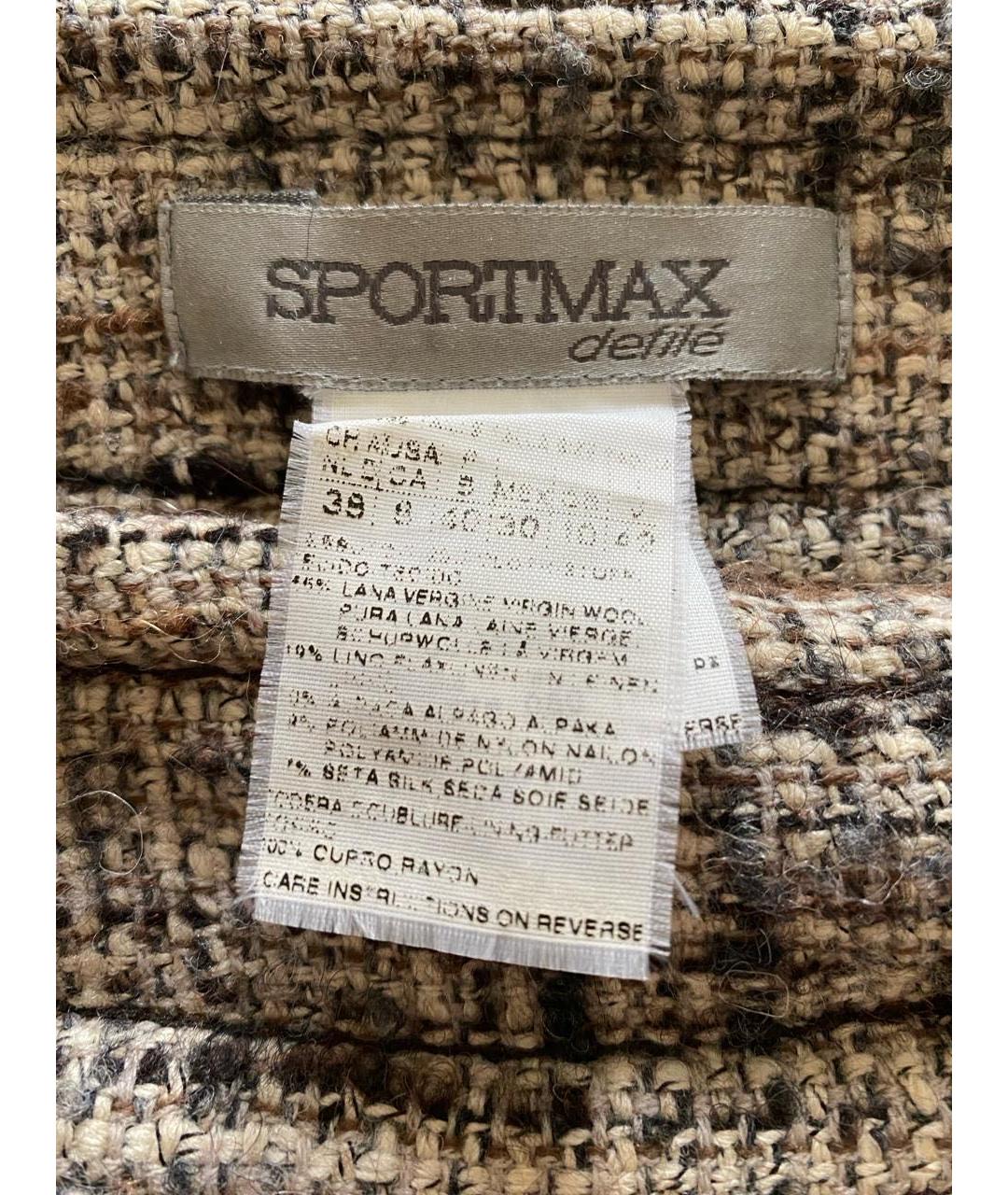 SPORTMAX Коричневая твидовая юбка мини, фото 3