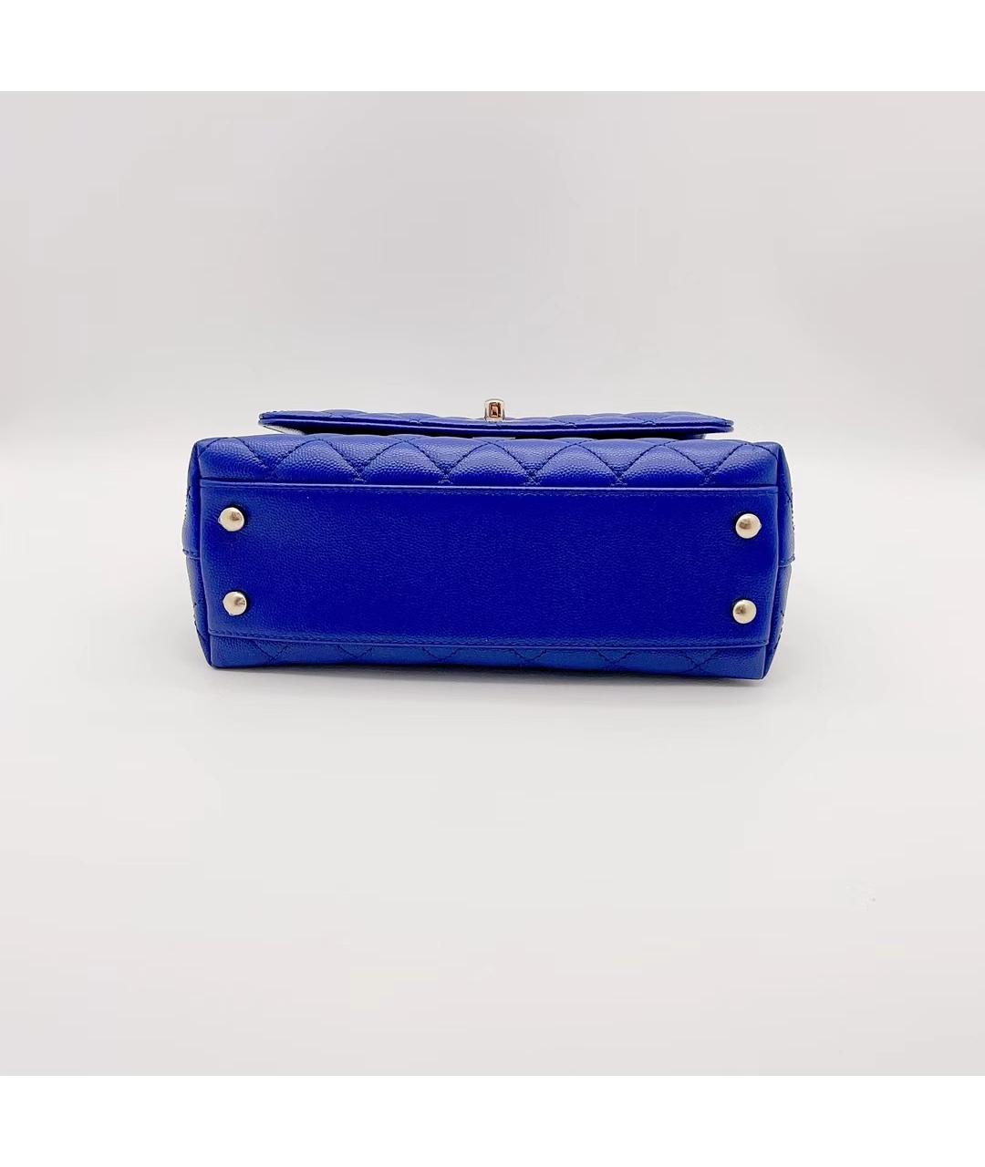 CHANEL Синяя кожаная сумка с короткими ручками, фото 6