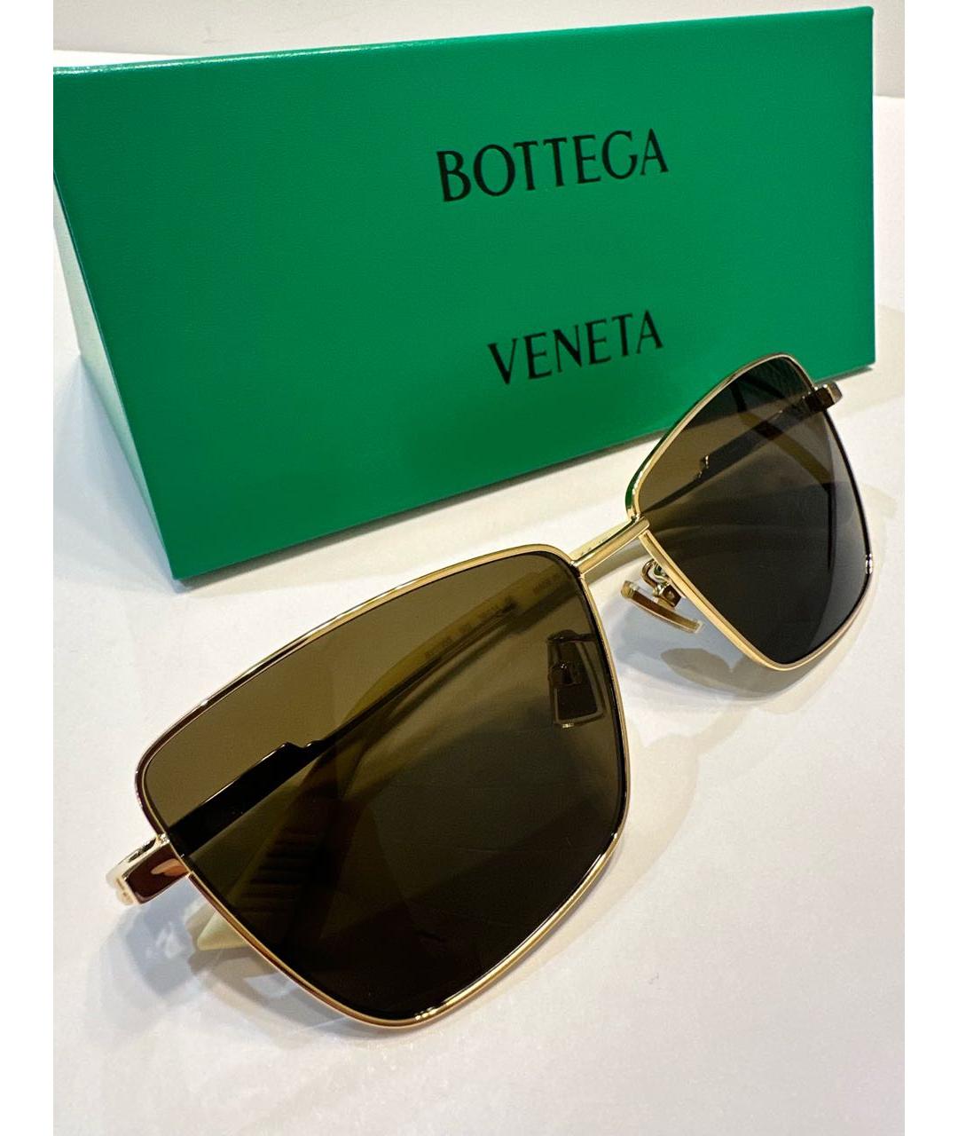 BOTTEGA VENETA Коричневые металлические солнцезащитные очки, фото 4