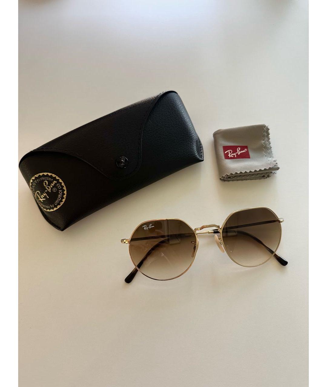 RAY BAN Коричневые металлические солнцезащитные очки, фото 8