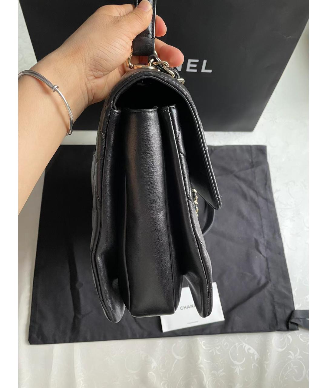 CHANEL Черная кожаная сумка с короткими ручками, фото 5