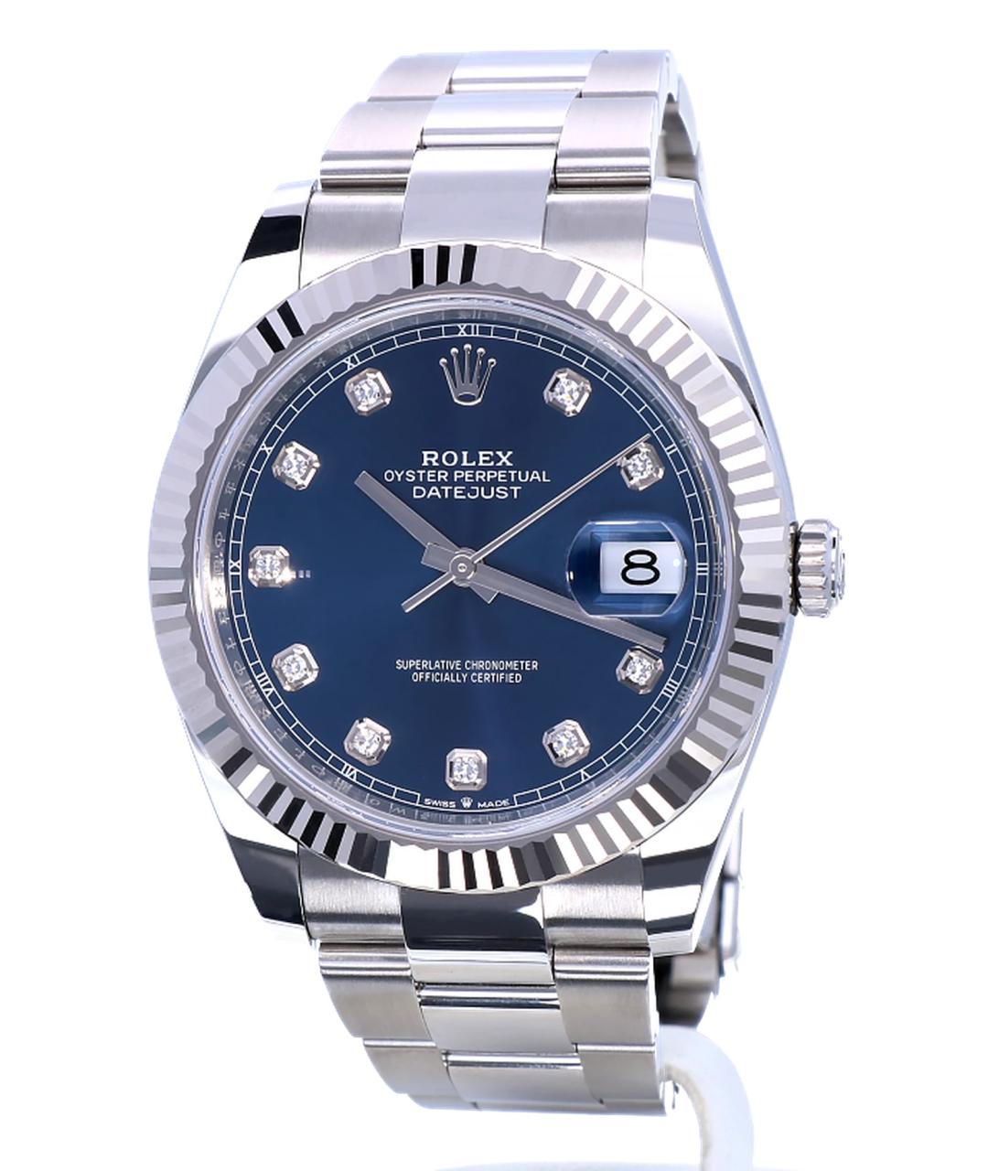 ROLEX Синие часы из белого золота, фото 1