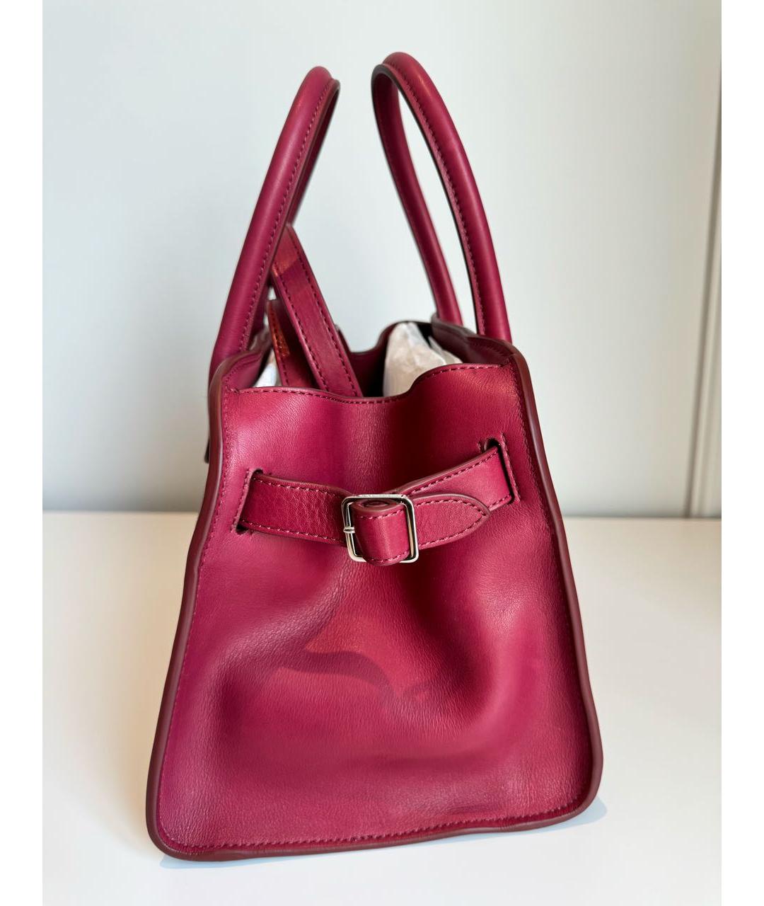 THE ROW Бордовая кожаная сумка с короткими ручками, фото 3