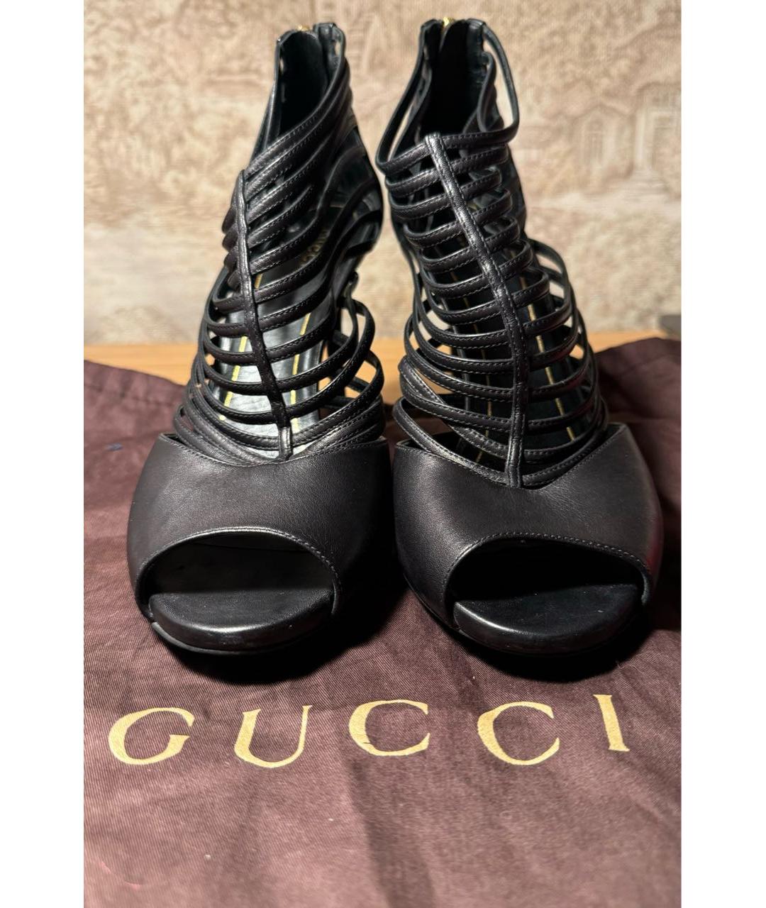 GUCCI Черные кожаные туфли, фото 2