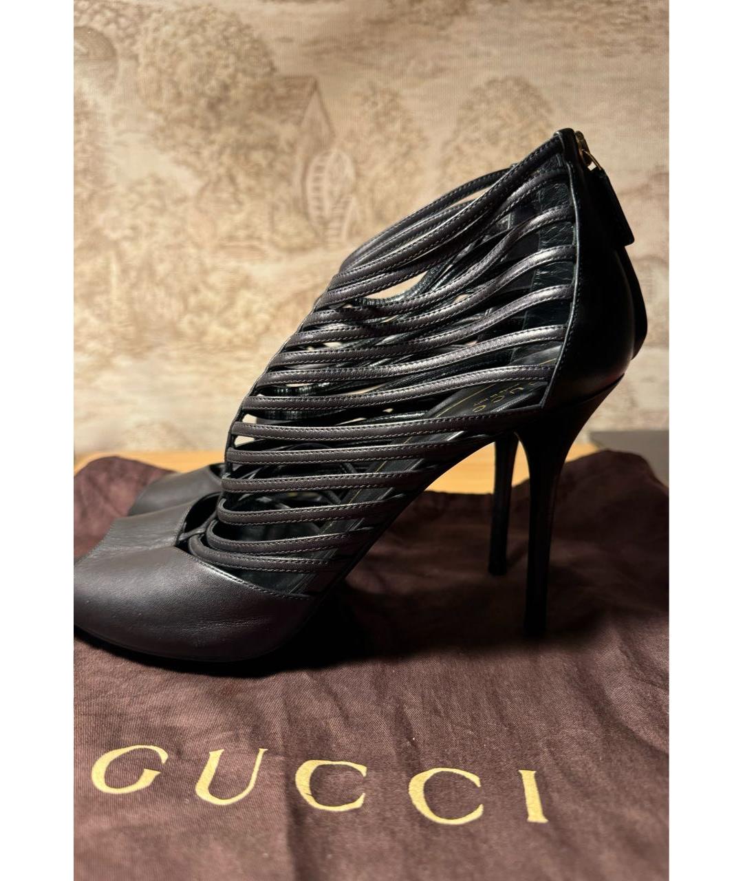 GUCCI Черные кожаные туфли, фото 5