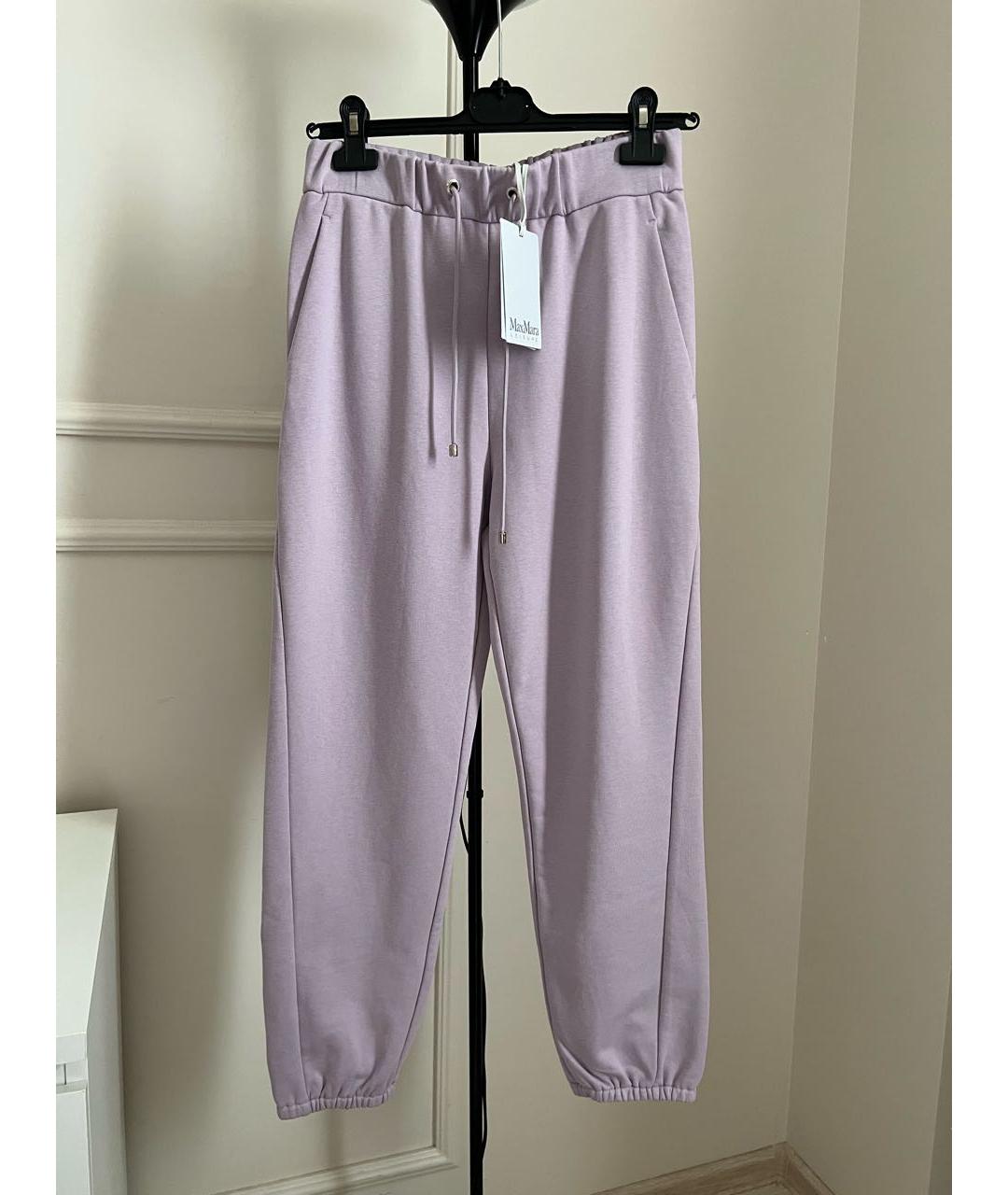 MAX MARA Фиолетовые хлопковые брюки широкие, фото 5