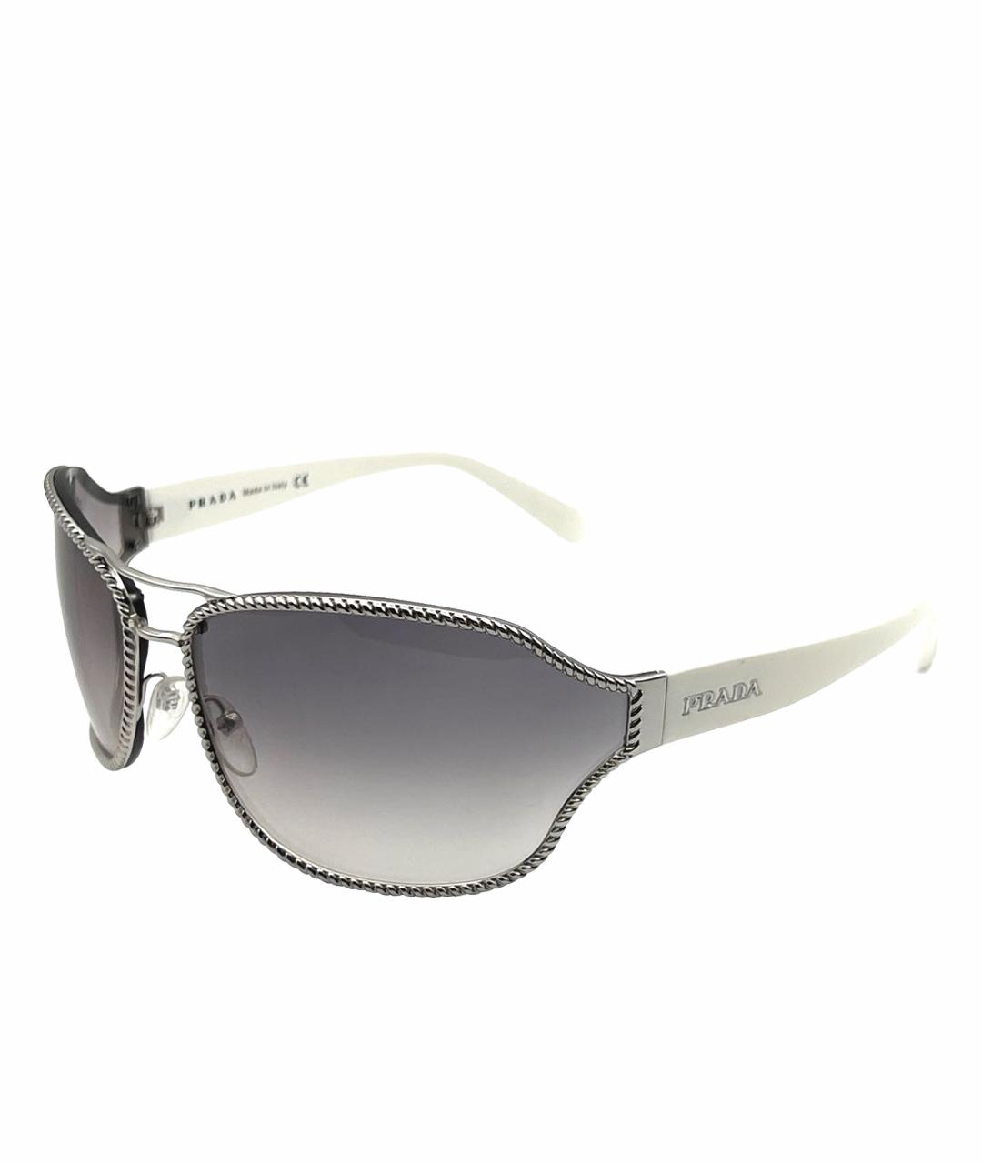 PRADA Белые металлические солнцезащитные очки, фото 1