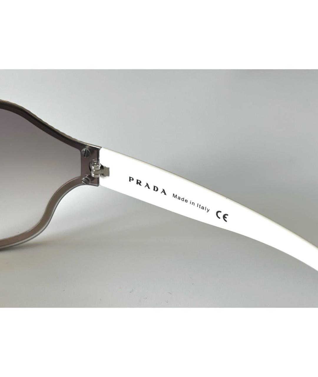 PRADA Белые металлические солнцезащитные очки, фото 7