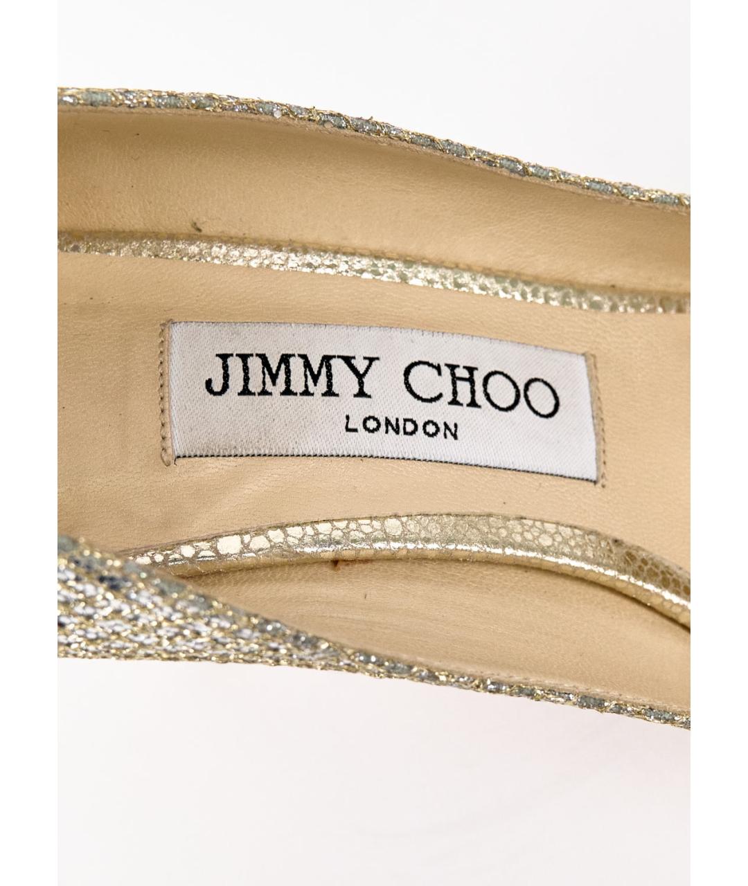 JIMMY CHOO Серебряные текстильные туфли, фото 5