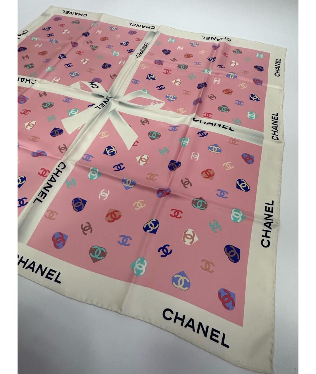 CHANEL Розовый шелковый платок, фото 4
