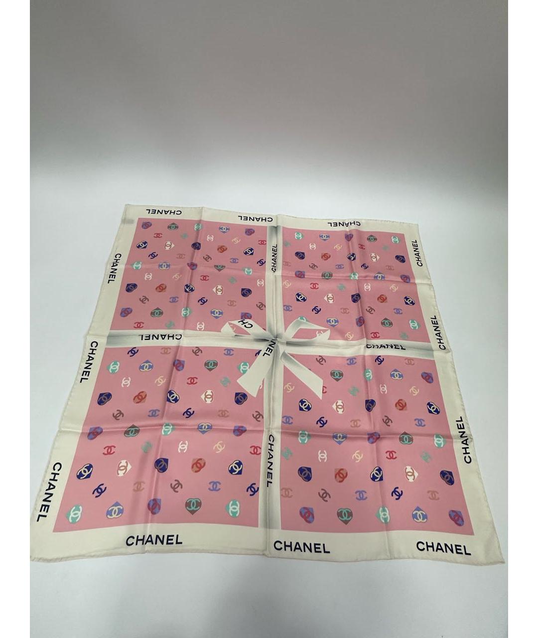 CHANEL Розовый шелковый платок, фото 6