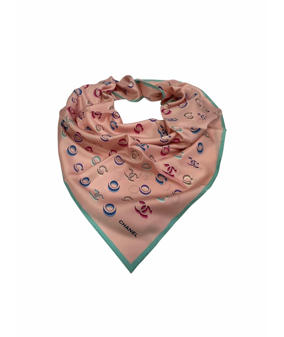 CHANEL Розовый шелковый платок, фото 1