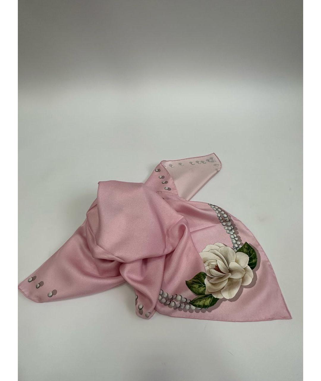 CHANEL Розовый шелковый платок, фото 6
