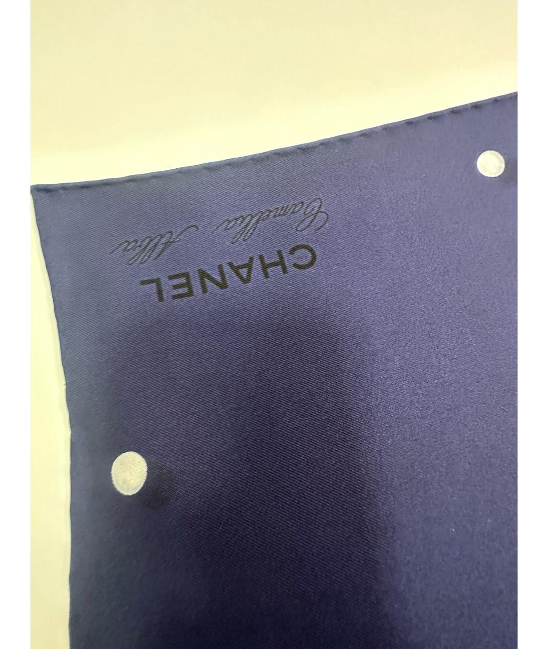 CHANEL Темно-синий шелковый платок, фото 4