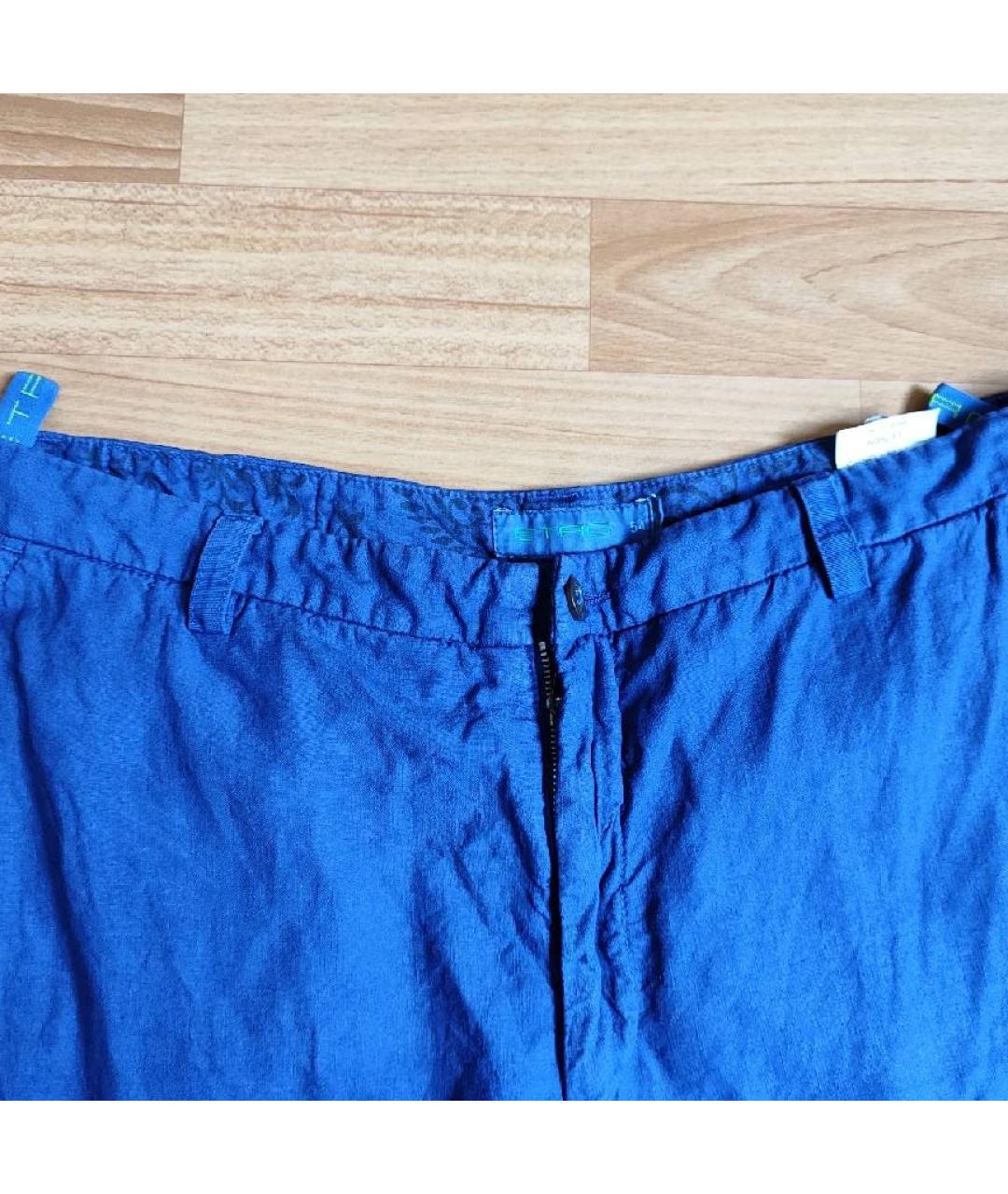 ETRO Синие льняные повседневные брюки, фото 3