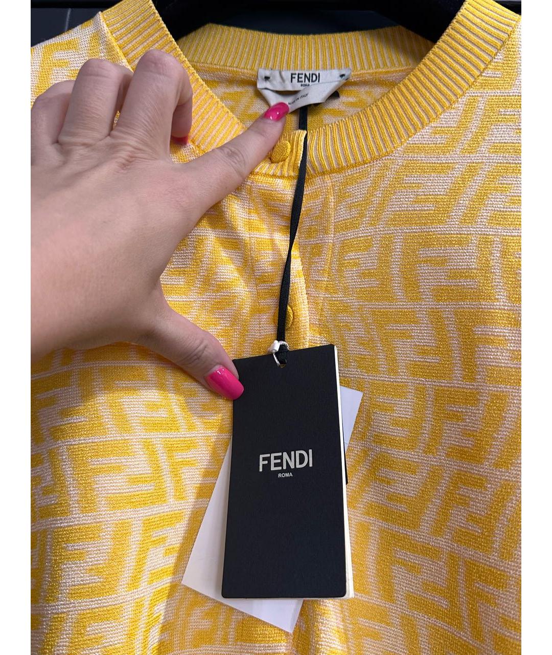 FENDI Желтый хлопко-эластановый костюм с юбками, фото 5