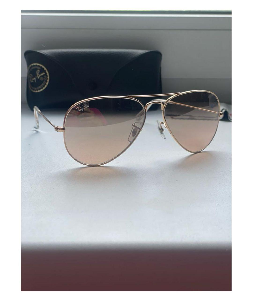 RAY BAN Розовые металлические солнцезащитные очки, фото 2