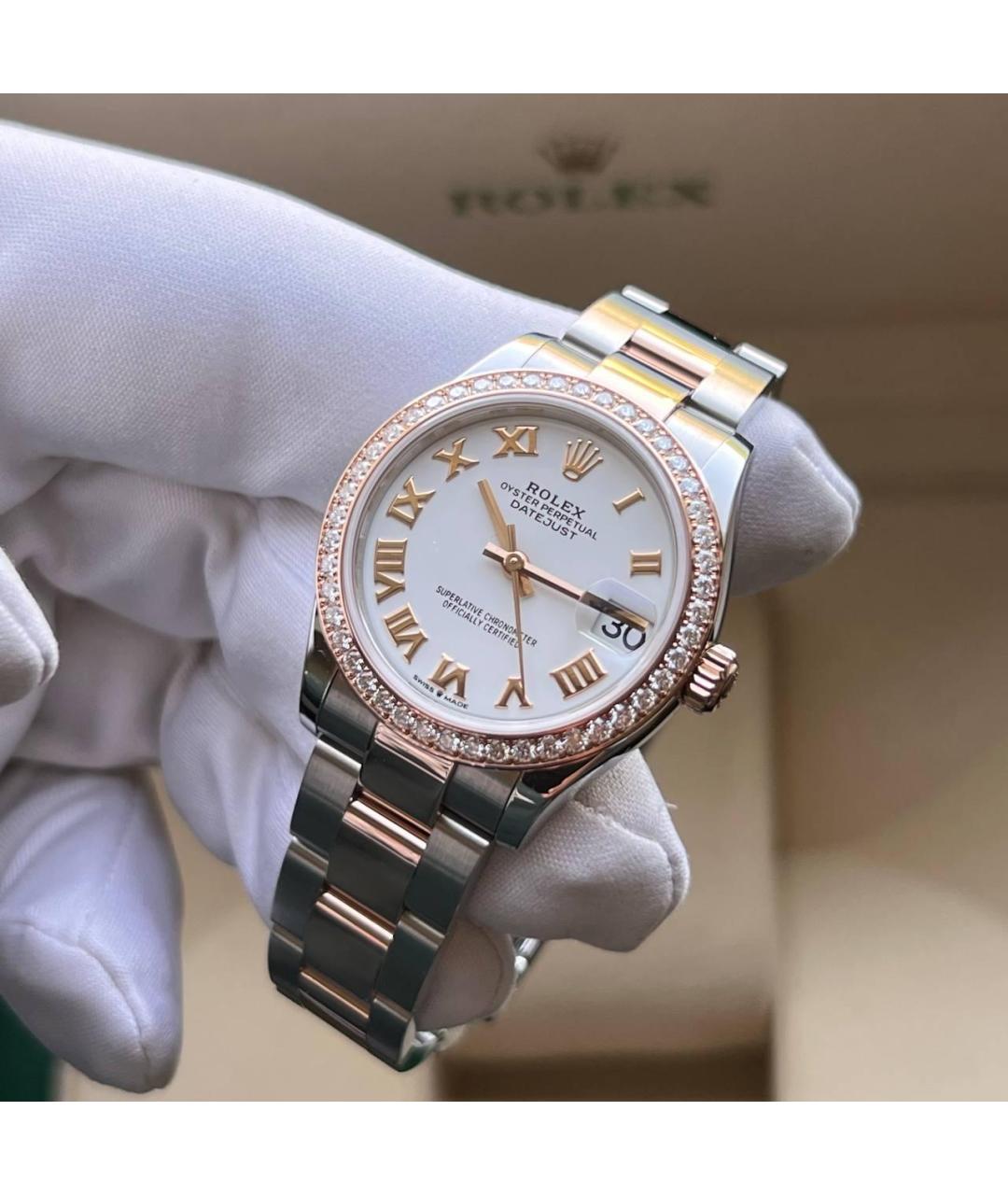 ROLEX Белые часы из желтого золота, фото 2