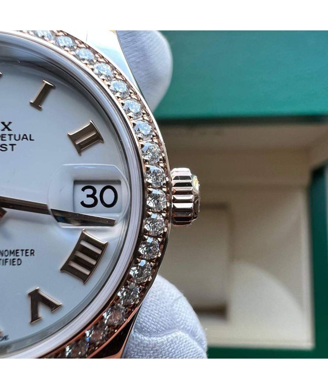 ROLEX Белые часы из желтого золота, фото 5