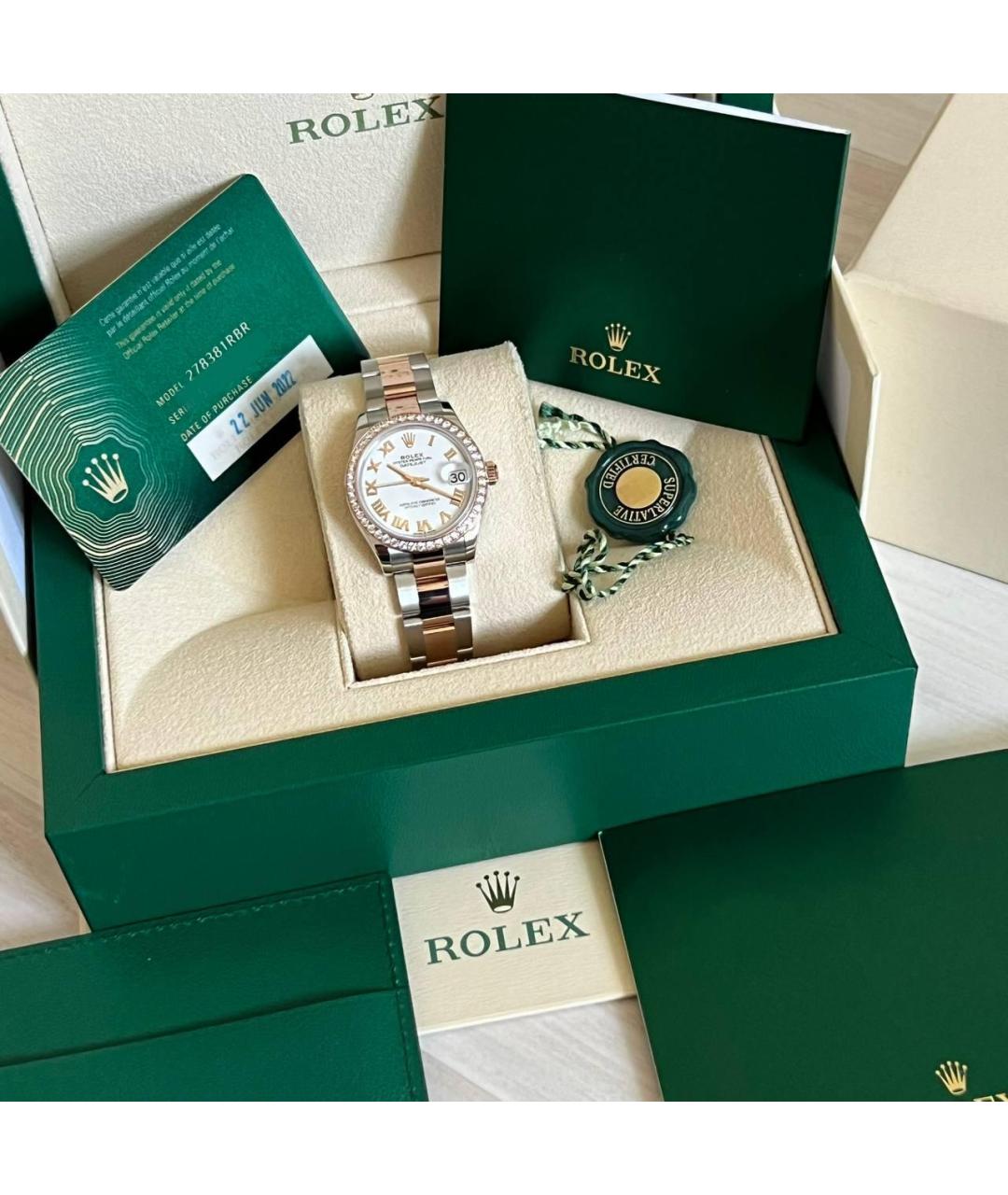 ROLEX Белые часы из желтого золота, фото 4