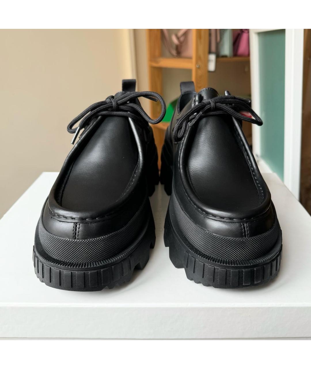 MONCLER Черные кожаные низкие ботинки, фото 3