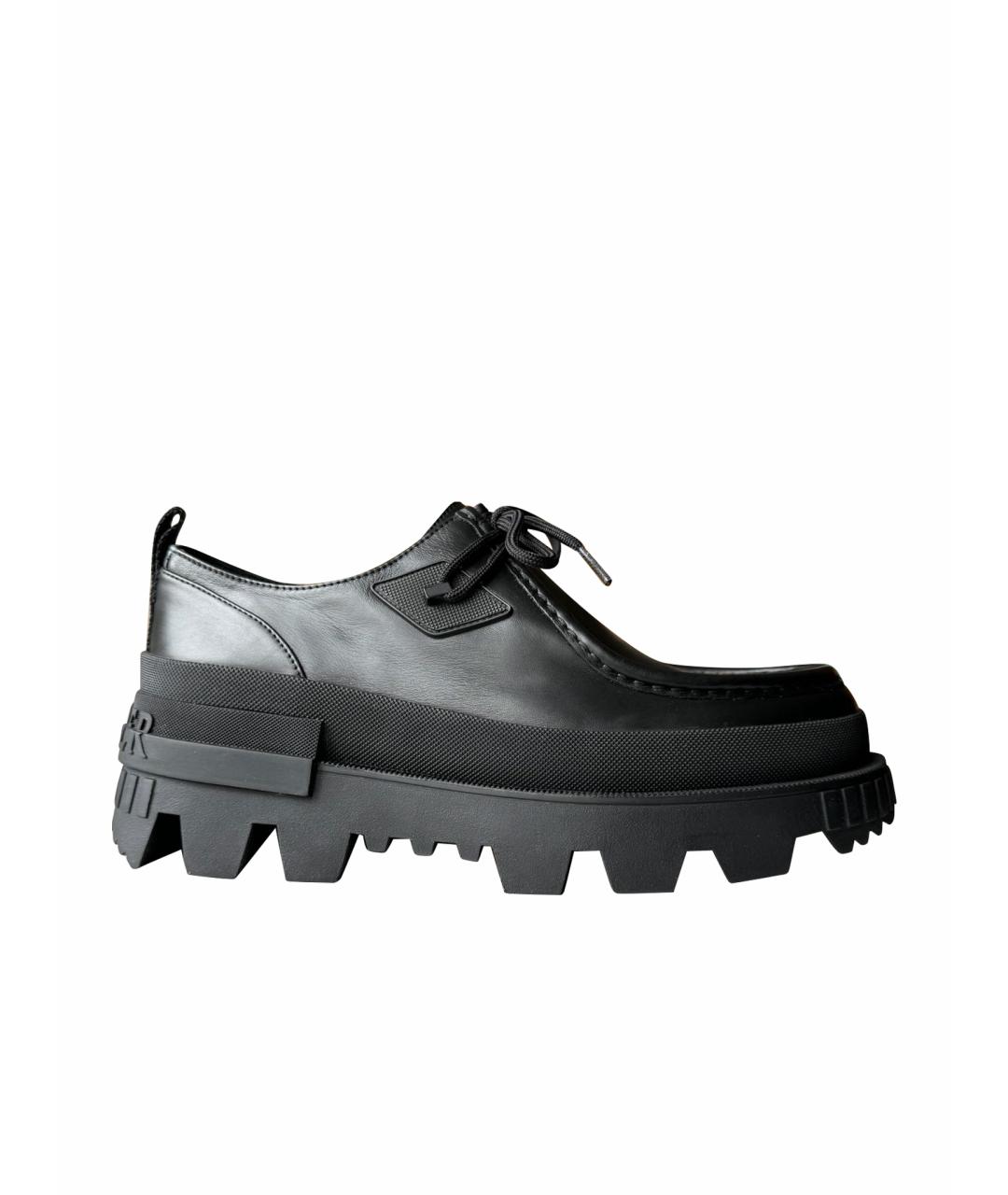 MONCLER Черные кожаные низкие ботинки, фото 1