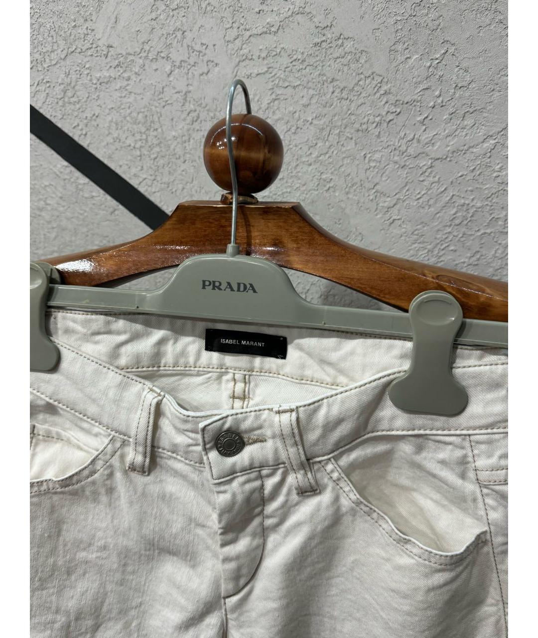 ISABEL MARANT ETOILE Белые хлопковые джинсы слим, фото 4