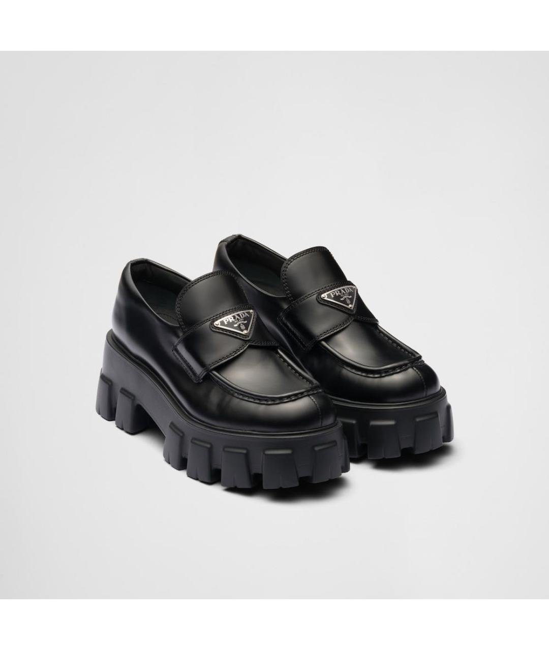 PRADA Черные кожаные мокасины, фото 4