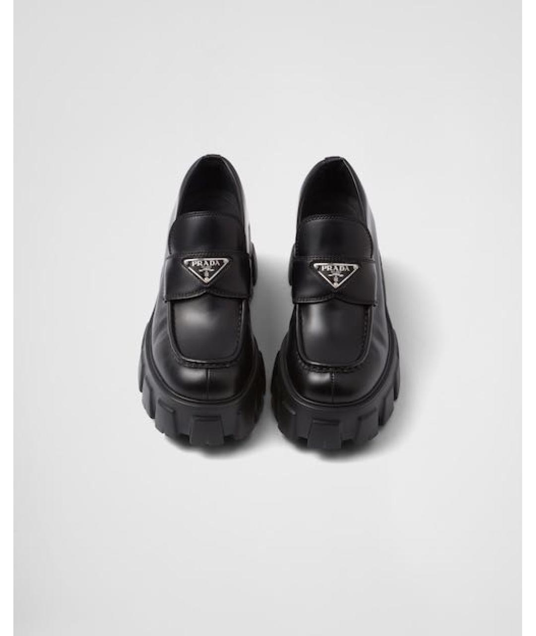 PRADA Черные кожаные мокасины, фото 2