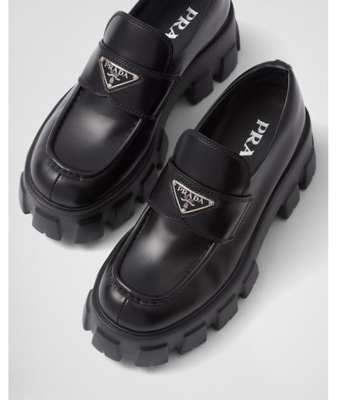 PRADA Черные кожаные мокасины, фото 3