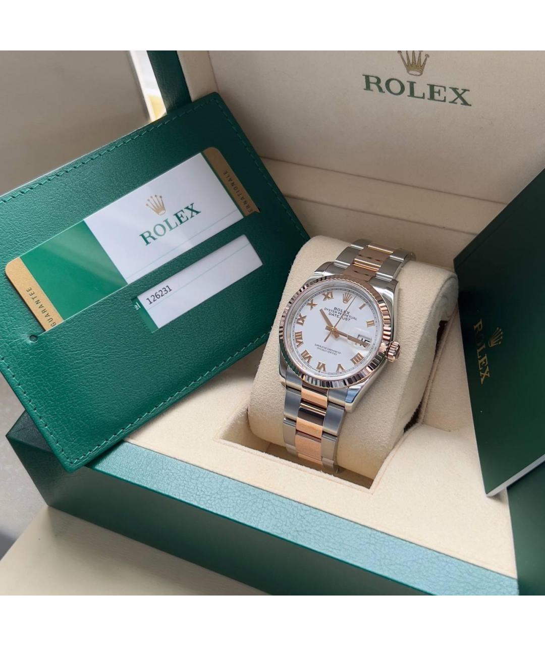 ROLEX Белые часы из розового золота, фото 4