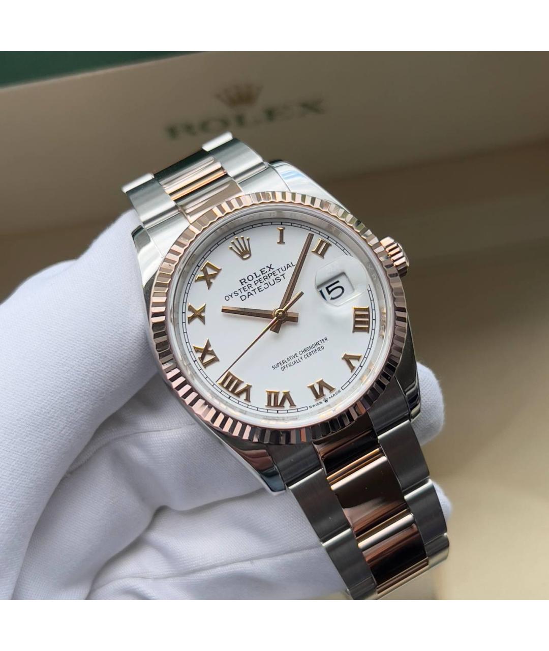 ROLEX Белые часы из розового золота, фото 6