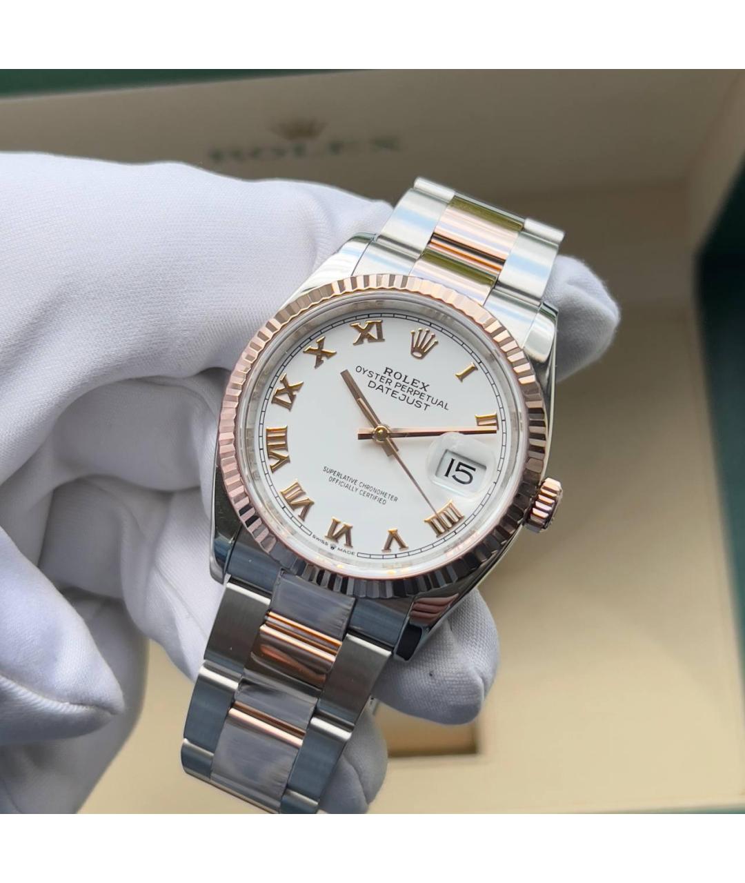 ROLEX Белые часы из розового золота, фото 2