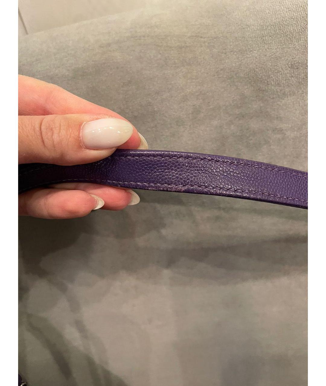 CHANEL Фиолетовая кожаная сумка с короткими ручками, фото 7