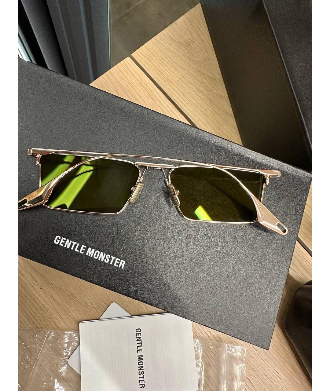 GENTLE MONSTER Золотые металлические солнцезащитные очки, фото 3