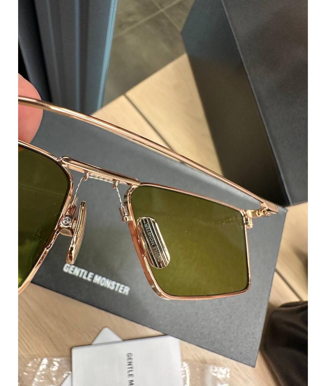 GENTLE MONSTER Золотые металлические солнцезащитные очки, фото 4