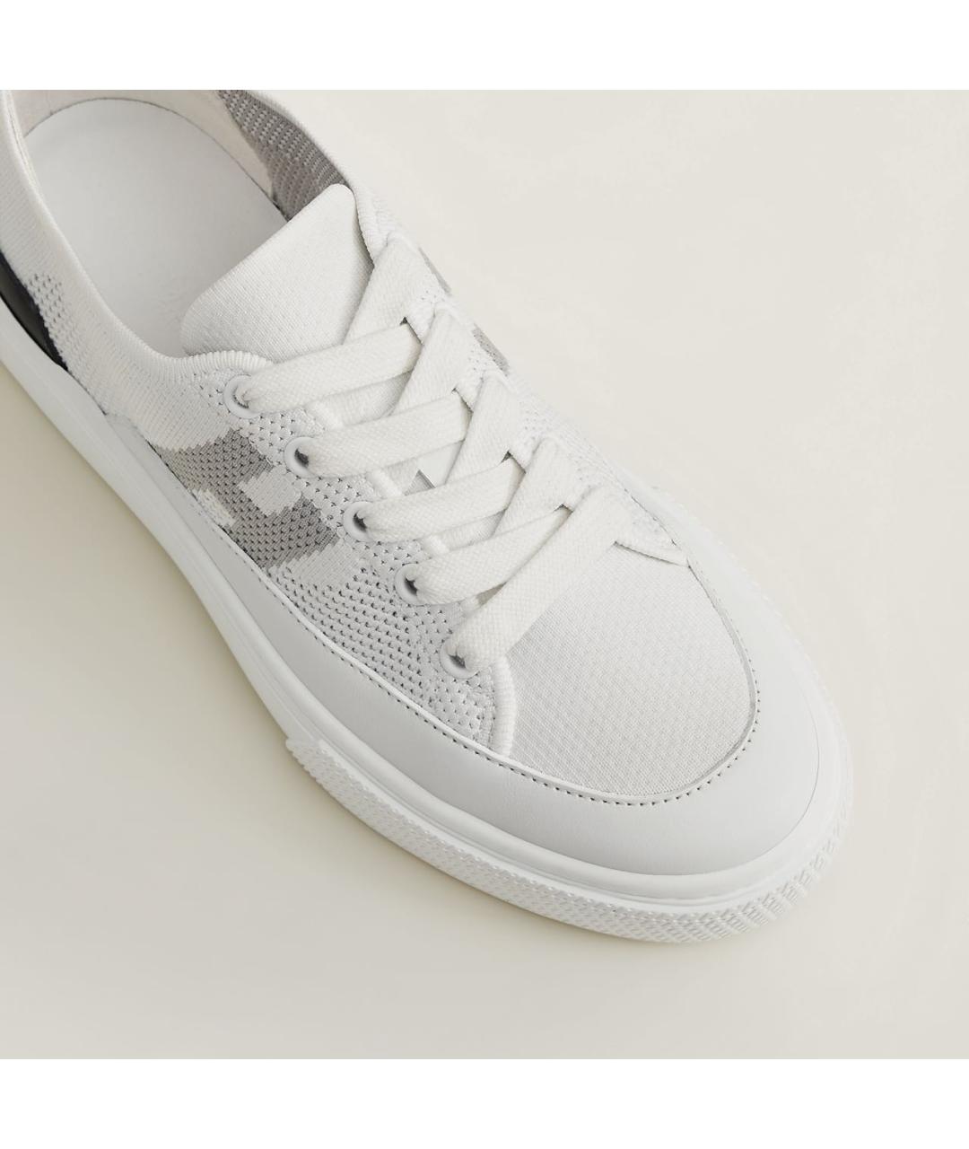 HERMES Белые текстильные низкие кроссовки / кеды, фото 3