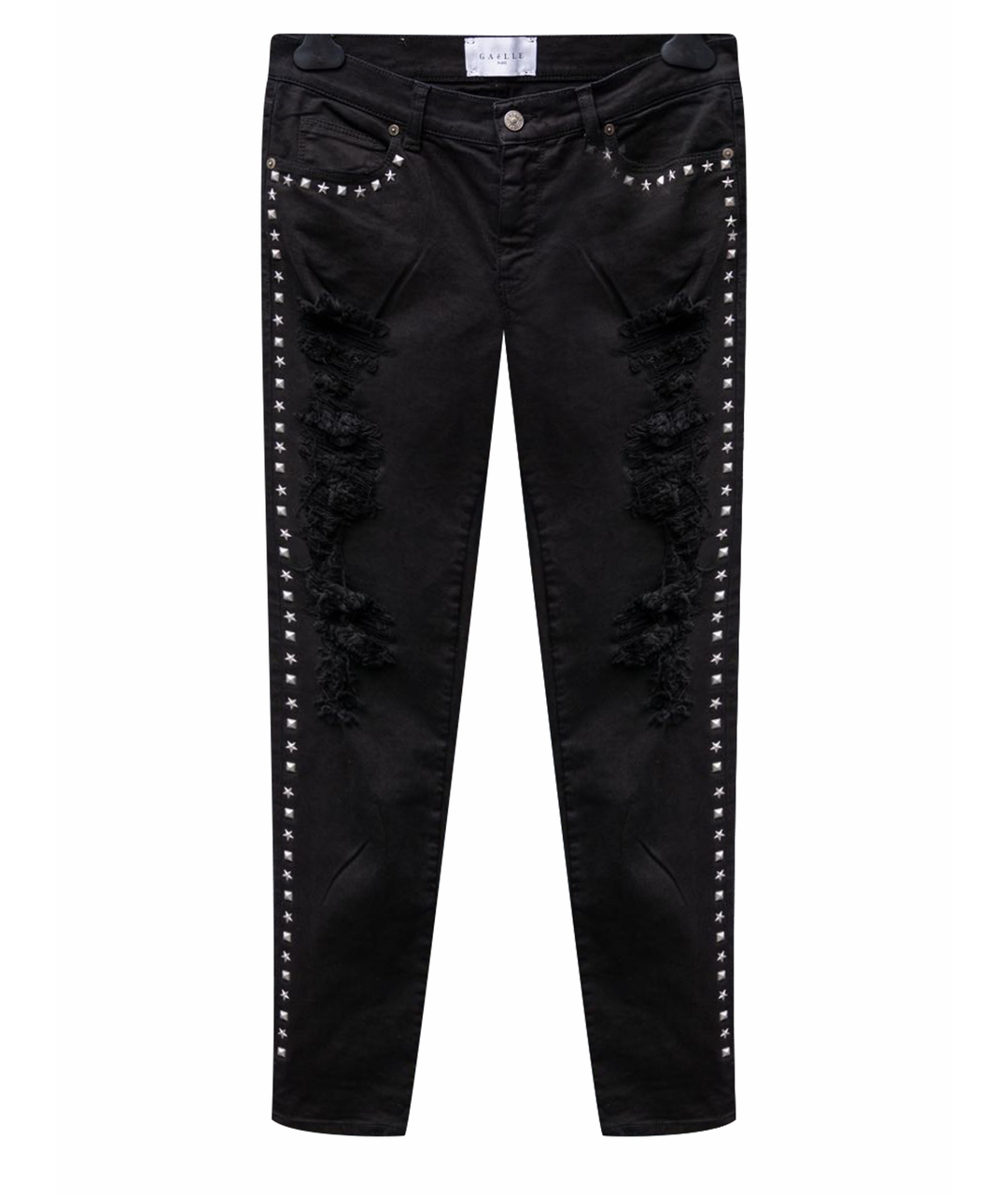 GAELLE BONHEUR Черные хлопко-эластановые джинсы слим, фото 1