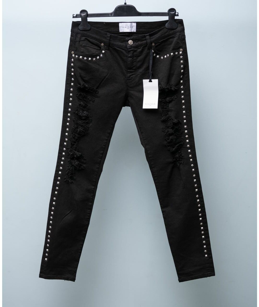 GAELLE BONHEUR Черные хлопко-эластановые джинсы слим, фото 9