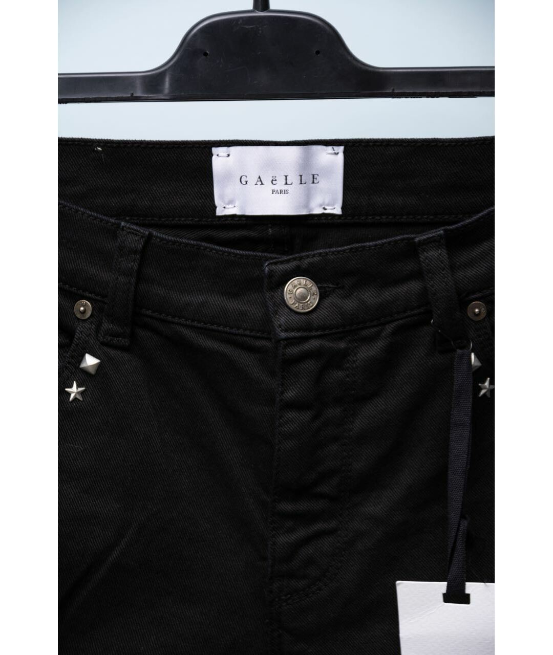 GAELLE BONHEUR Черные хлопко-эластановые джинсы слим, фото 5