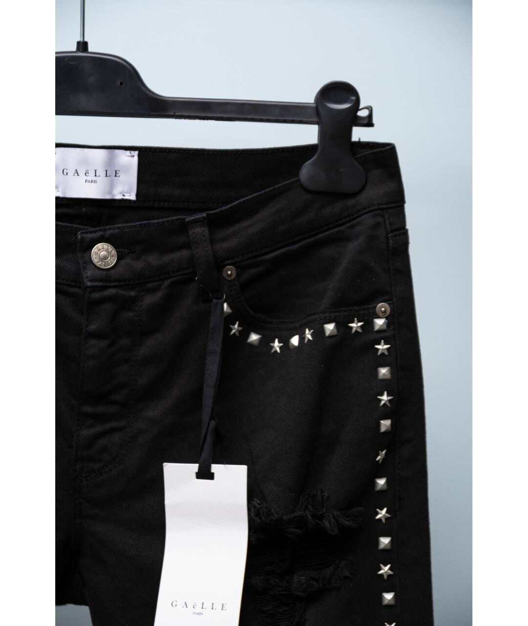 GAELLE BONHEUR Черные хлопко-эластановые джинсы слим, фото 8