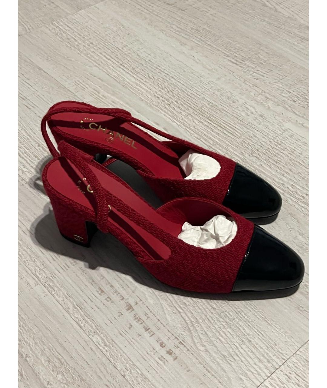 CHANEL Красные текстильные туфли, фото 3