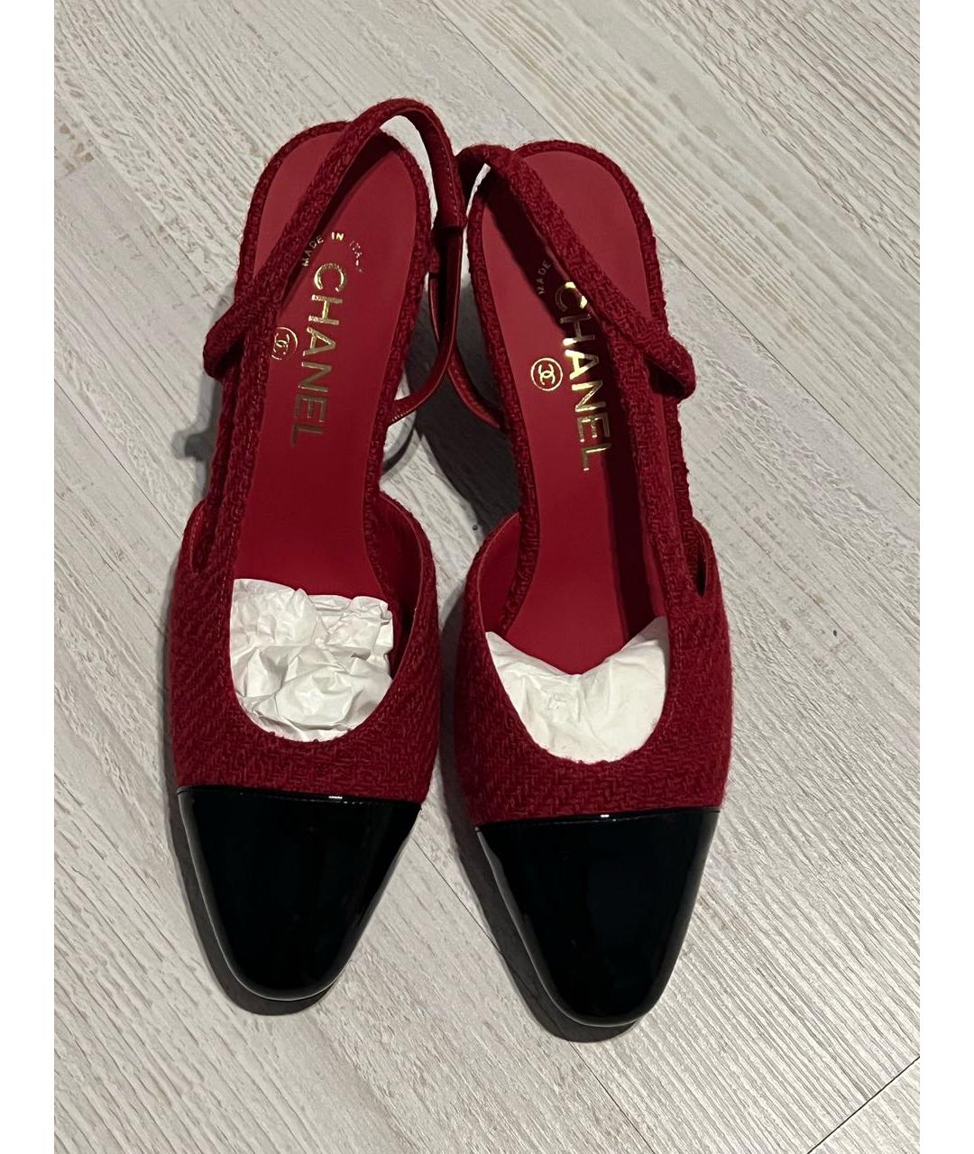 CHANEL Красные текстильные туфли, фото 2