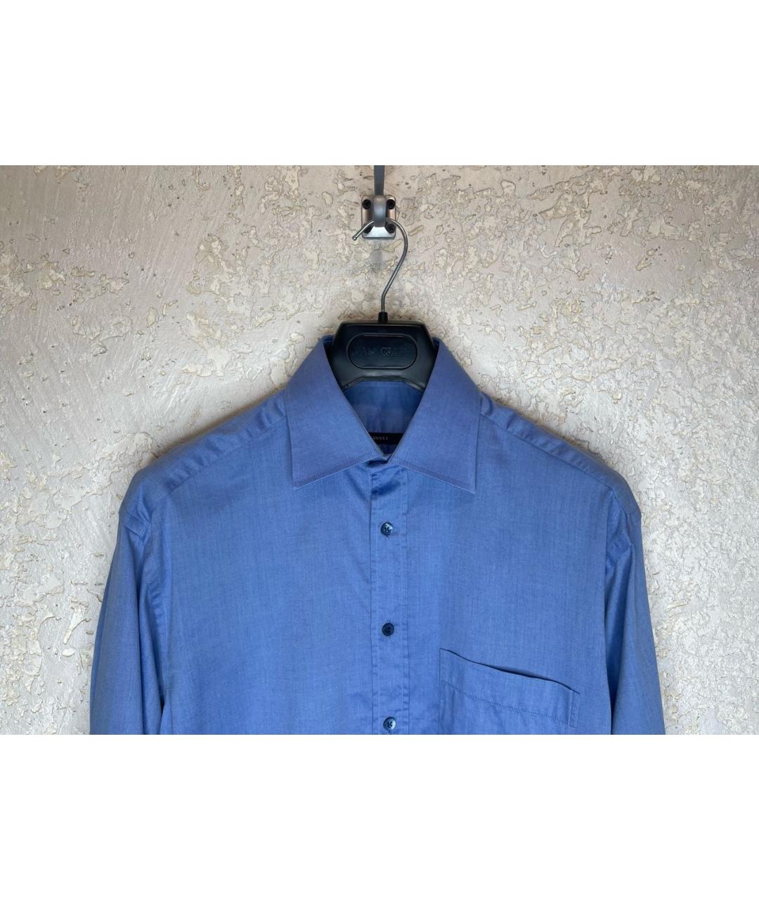 GUCCI Синяя хлопковая классическая рубашка, фото 2