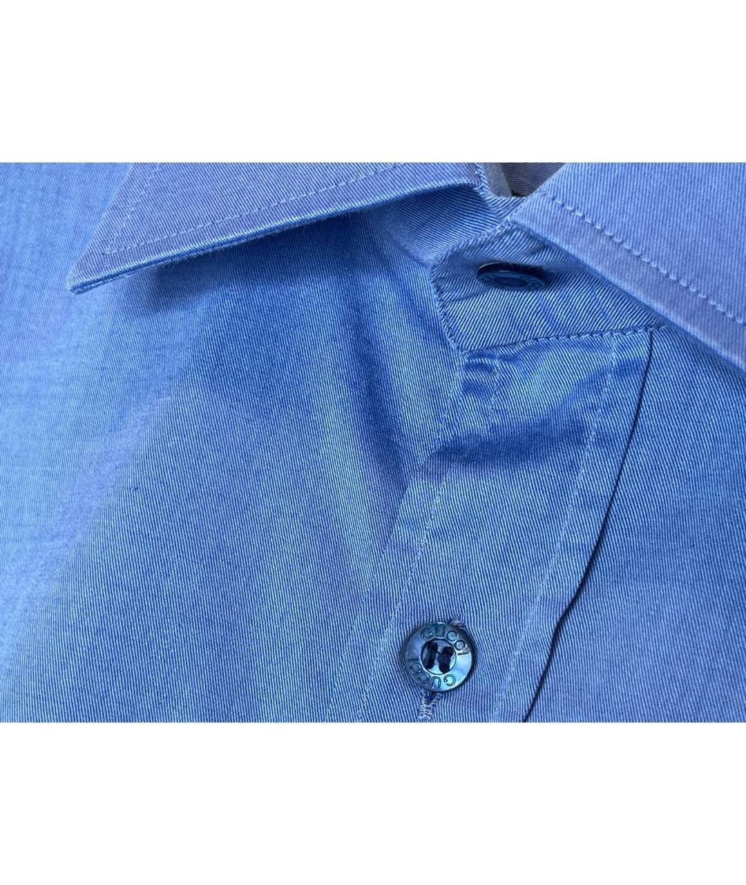 GUCCI Синяя хлопковая классическая рубашка, фото 3