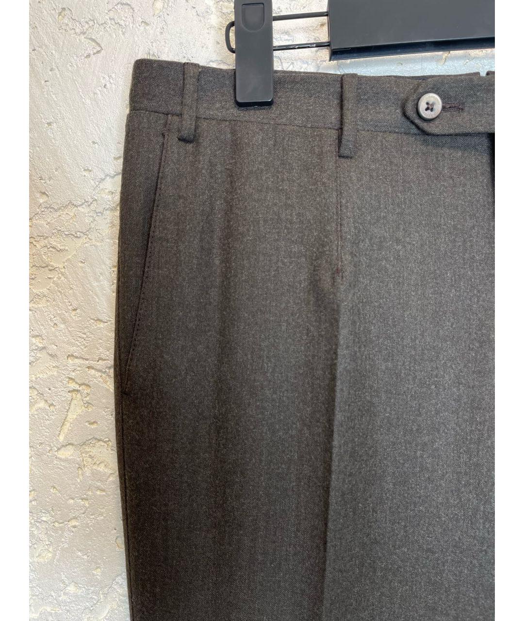 CORNELIANI Коричневые шерстяные классические брюки, фото 3