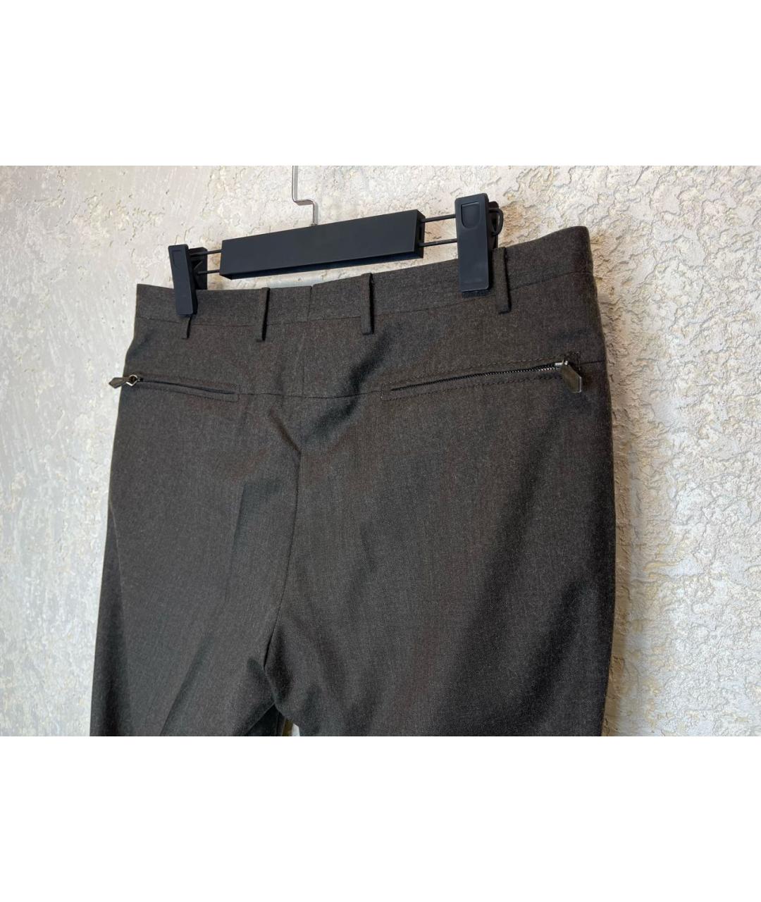 CORNELIANI Коричневые шерстяные классические брюки, фото 5