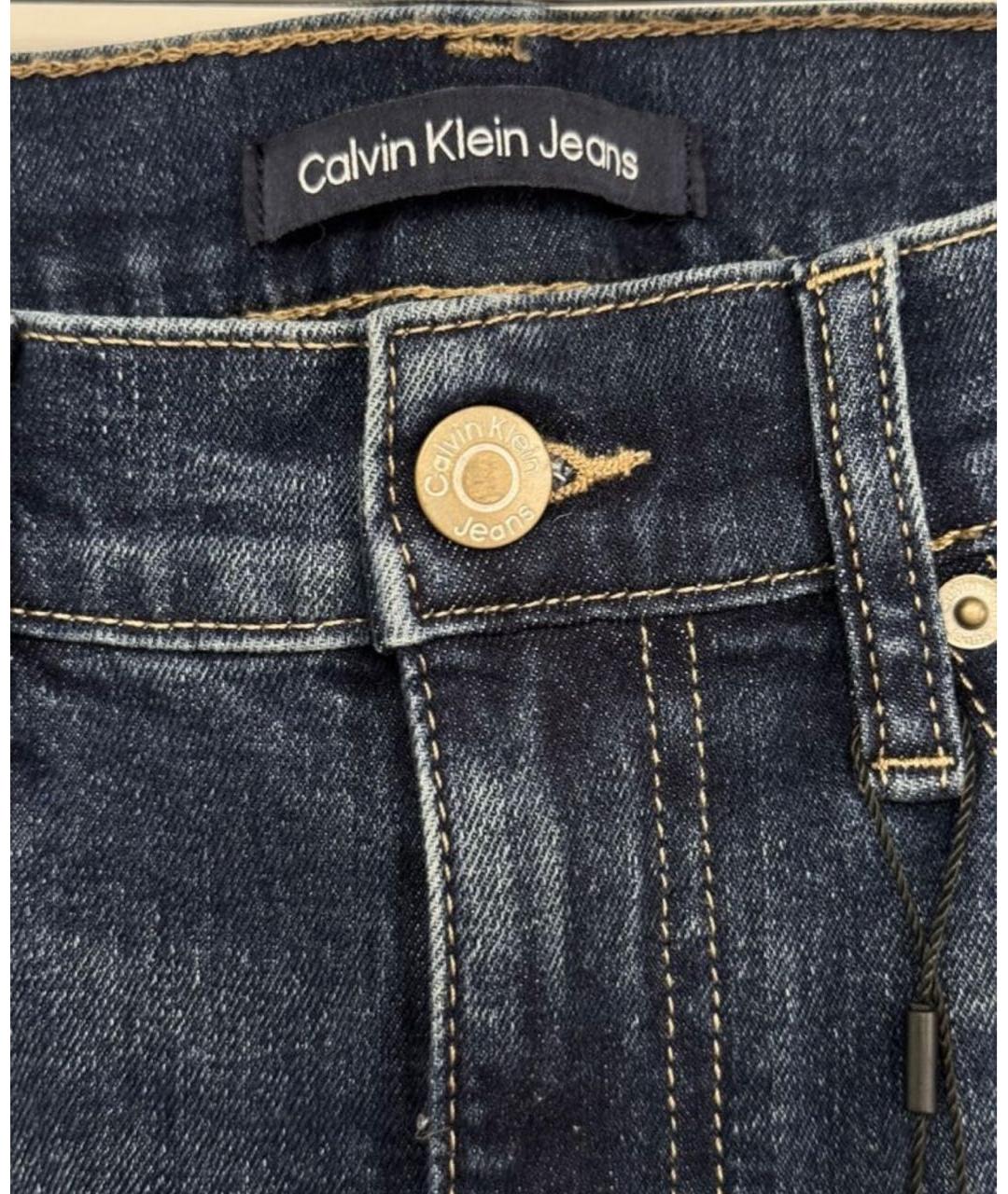 CALVIN KLEIN JEANS Синие хлопко-эластановые джинсы слим, фото 6